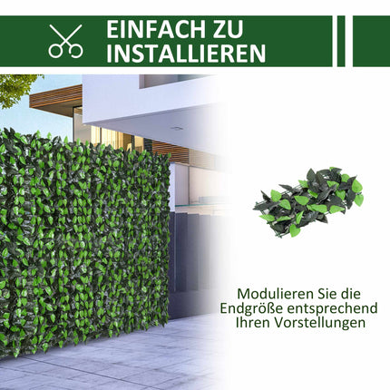 Artificial Greenery Privacy Fence, 300x100 cm, Dark Green