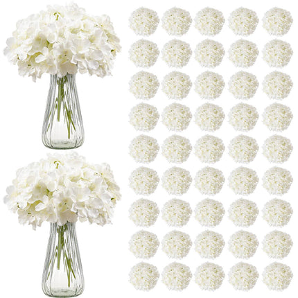 Artificial Hydrangea Flowers, 105 White Silk Stems