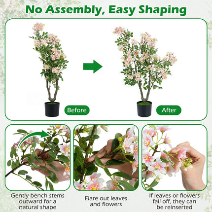 Artificial Impatiens Tree with Mini Fruits, Silk Flowers, 36"