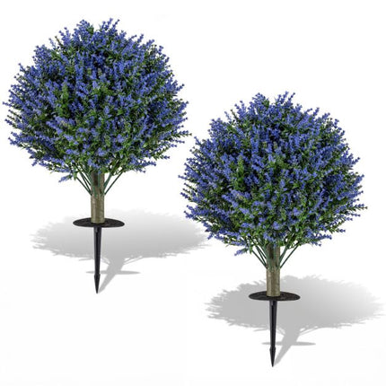 Künstliche Lavendel-Kugelbäume, 2er-Set, Spieße