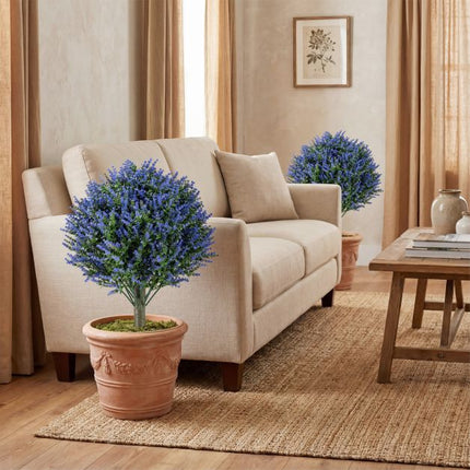 Künstliche Lavendel-Kugelbäume, 2er-Set, Spieße