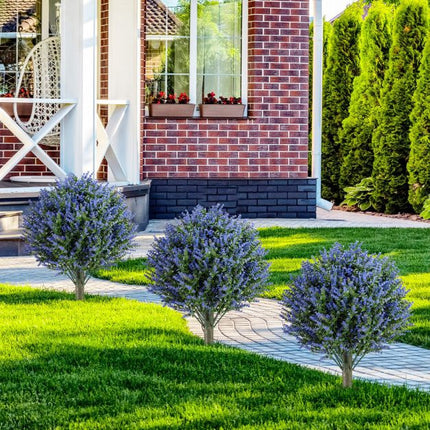 Künstliche Lavendel-Kugelbäume, 2er-Set, Spieße