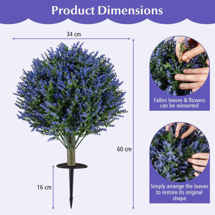 Künstliche Lavendel-Kugelbäume, 2er-Set, Spieße