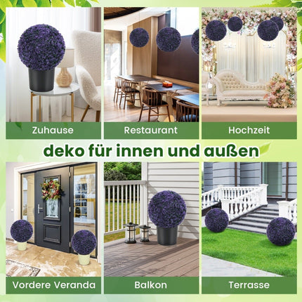 Artificial Lavender Topiary Balls, UV-Resistant, 38 cm, Set of 2
