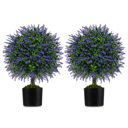 Künstliche Lavendel-Kugelbäume, 58 cm, 2er-Set