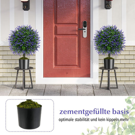 Künstliche Lavendel-Kugelbäume, 58 cm, 2er-Set
