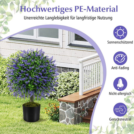 Künstliche Lavendel-Kugelbäume, 58 cm, 2er-Set