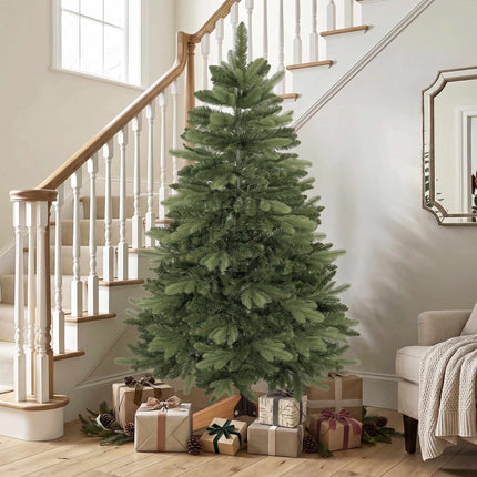 Artificial Noble Fir Christmas Tree 150 cm with 525 Tips, Wooden Stand, Green