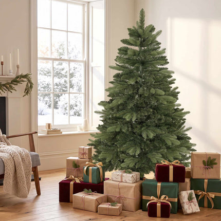 Artificial Noble Fir Christmas Tree 150 cm with 525 Tips, Wooden Stand, Green