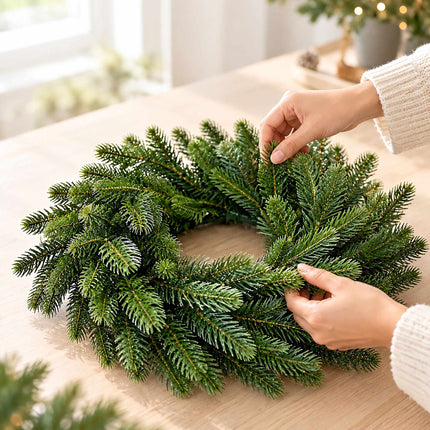 Artificial Nordmann Fir Advent Wreath, Injection-Moulded PE, Green