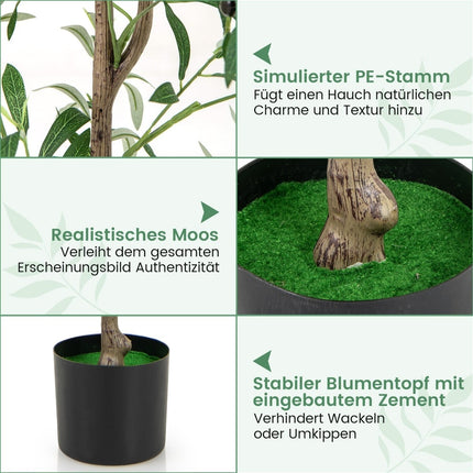 Artificial Olive Tree, 130 cm, With Cement Pot, 2-Pack