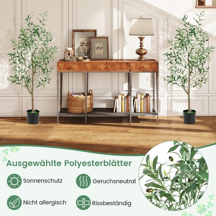 Artificial Olive Tree, 130 cm, With Cement Pot, 2-Pack