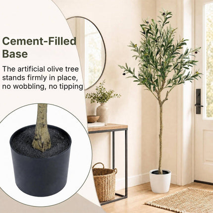 Artificial Olive Tree 150 cm with 24 Olives, 576 Silk Leaves, Green