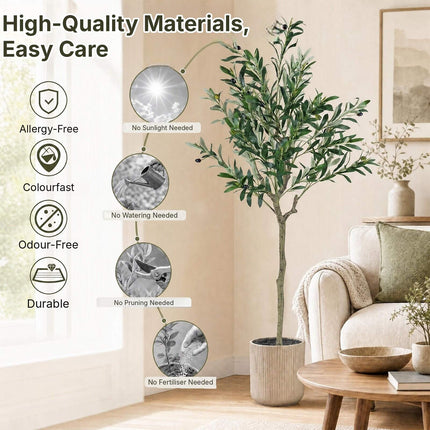 Artificial Olive Tree 150 cm with 24 Olives, 576 Silk Leaves, Green