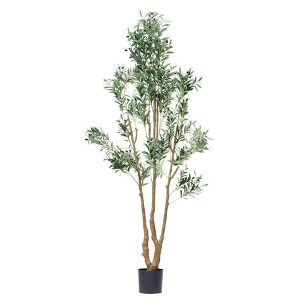 Artificial Olive Tree 210cm, Black Pot, Wood Trunk, With Fruit