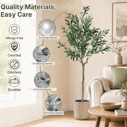 Artificial Olive Trees 150 cm, Set of 2, 24 Olives, 576 Silk Leaves