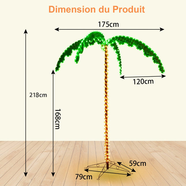 Umělá palma s LED světly, 168 cm, sklopný podstavec