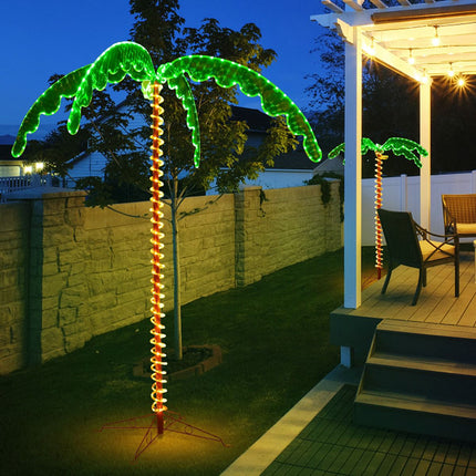 Künstliche Palme mit LED-Beleuchtung, 168 cm, klappbarer Fuß
