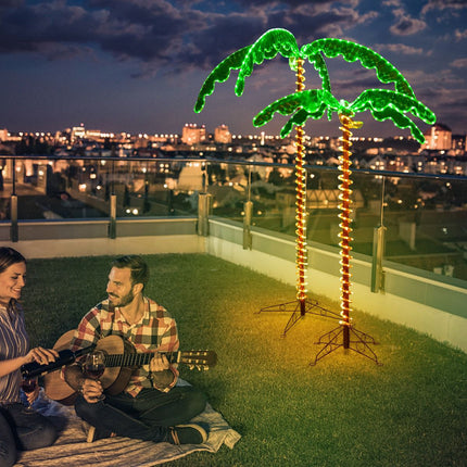 Künstliche Palme mit LED-Beleuchtung, 168 cm, klappbarer Fuß
