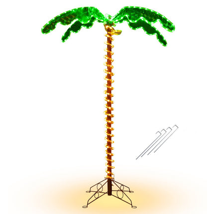 Künstliche Palme mit LED-Beleuchtung, 168 cm, klappbarer Fuß