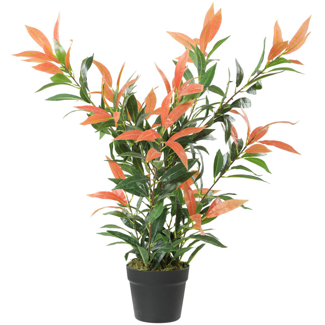 Künstliche Photinia-Pflanze, 90 cm, 300 Blätter, verstellbare Äste