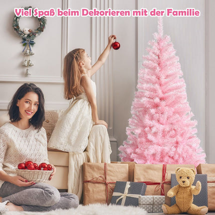 Künstlicher rosafarbener Weihnachtsbaum 180 cm, Metallständer