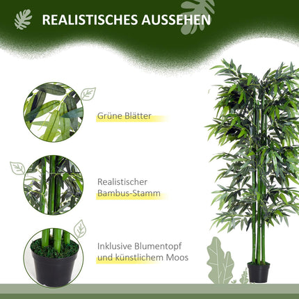 Künstlicher Bambus mit Bepflanzung - 180 cm realistisches Grün