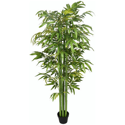 Artificial bamboo with planting, 180 cm, green