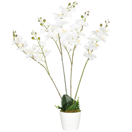 Weiße Orchidee Kunstpflanze im Topf, 75cm – Innendekoration