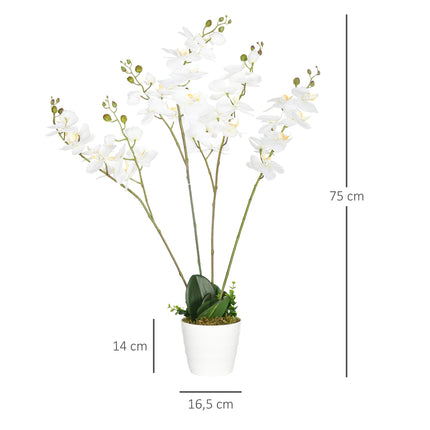 Weiße Orchidee Kunstpflanze im Topf, 75cm – Innendekoration