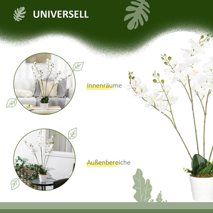Weiße Orchidee Kunstpflanze im Topf, 75cm – Innendekoration