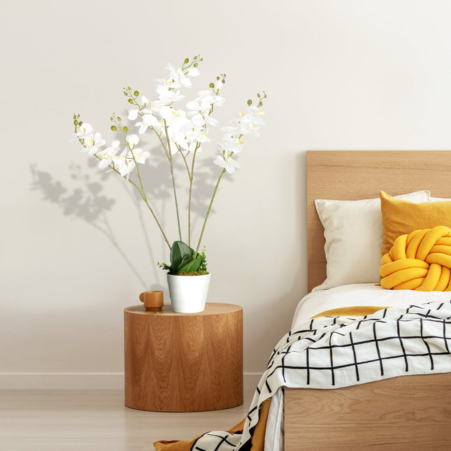 Weiße Orchidee Kunstpflanze im Topf, 75cm – Innendekoration