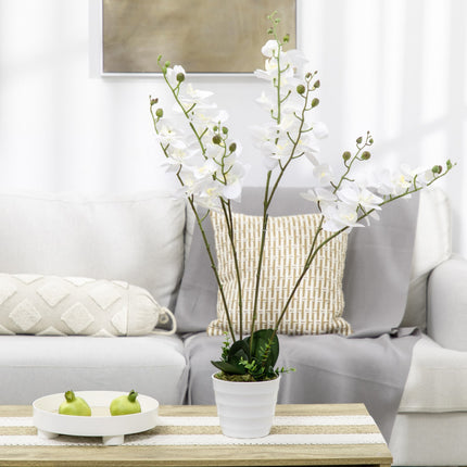 Weiße Orchidee Kunstpflanze im Topf, 75cm – Innendekoration