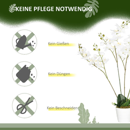Weiße Orchidee Kunstpflanze im Topf, 75cm – Innendekoration