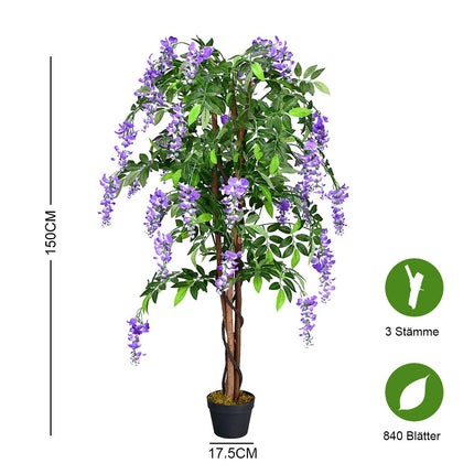 Kunstpflanze Nutzpflanze Kunstpalme Kunstbaum 150cm Lila