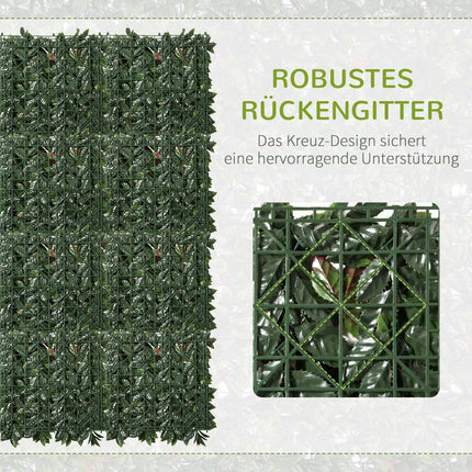 Künstliche Pflanzenwand, UV-geschützter Sichtschutz, 50x50 cm, 12er-Pack