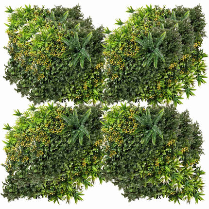 Pflanzenwand, künstlich, UV-geschützt, 12er-Pack, 50x50 cm