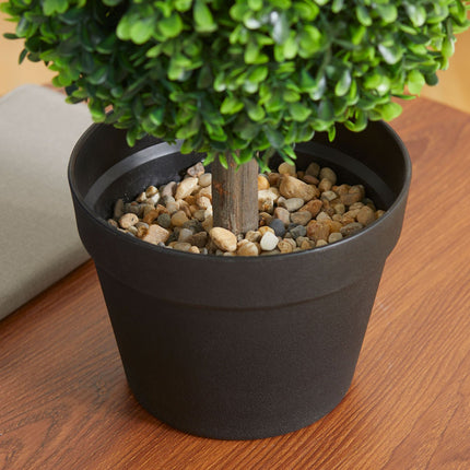 Plantes artificielles, lot de 2 buis, plante artificielle de 60 cm avec double boule, plante d'intérieur résistante aux UV, verte