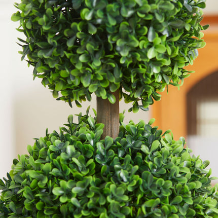 Plantes artificielles, lot de 2 buis, plante artificielle de 60 cm avec double boule, plante d'intérieur résistante aux UV, verte