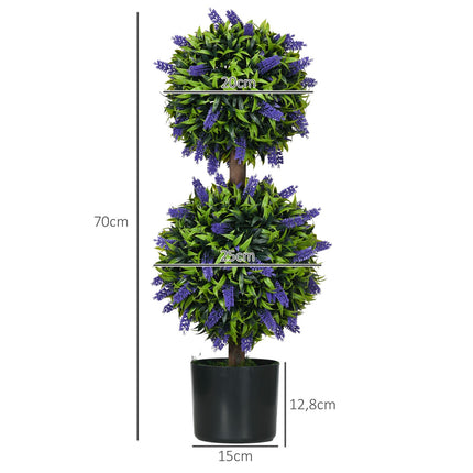 Künstliche Pflanzen 2er-Set - UV-beständig, 70cm mit Lavendel