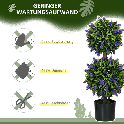 Künstliche Pflanzen 2er-Set - UV-beständig, 70cm mit Lavendel