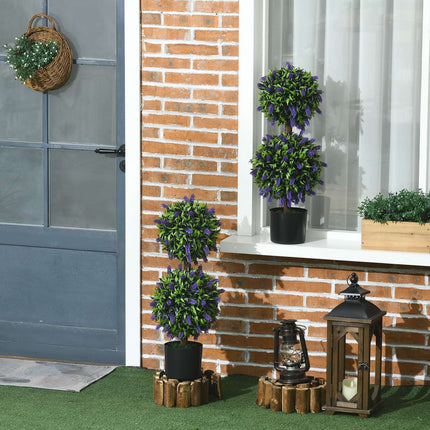 Künstliche Pflanzen 2er-Set - UV-beständig, 70cm mit Lavendel