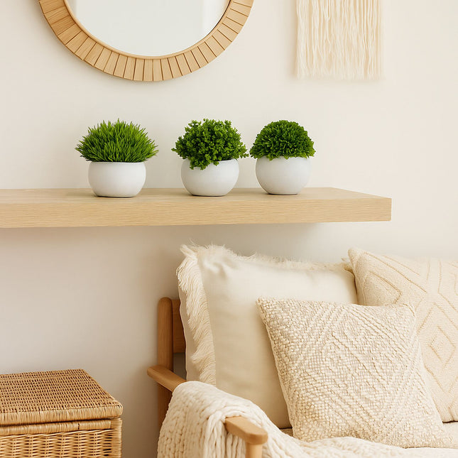 Artificial Plants Set of 3 in Grey Concrete Pots