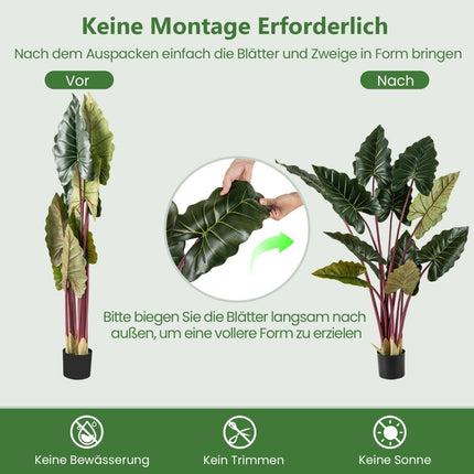 Künstliche Rainbow Taro Pflanze, 160 cm, 11 Blätter