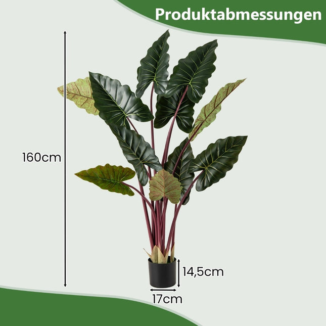Künstliche Rainbow Taro Pflanze, 160 cm, 11 Blätter