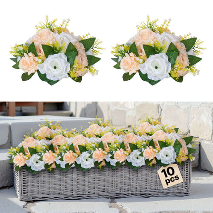 Artificial Rose Flower Balls, 10-Pack, 240mm, Champagne White