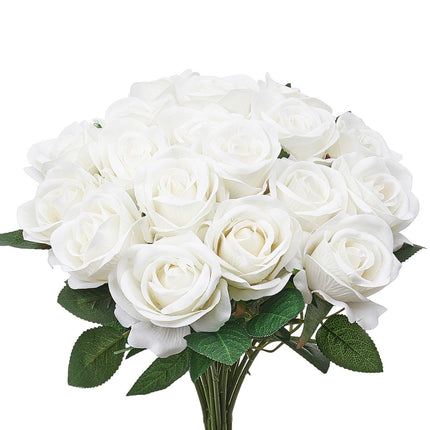 Artificial Roses, 60 White Foam Roses With Stems