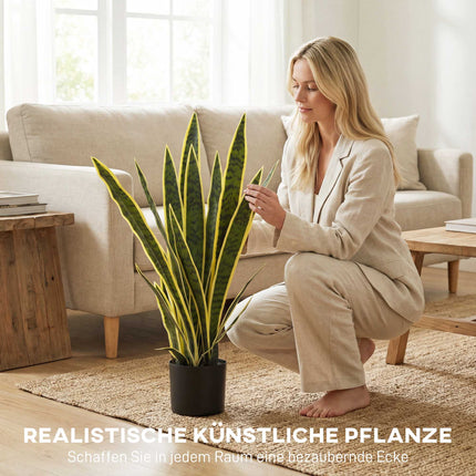 Umělá sansevieria, výška 77 cm, v květináči do obývacího pokoje