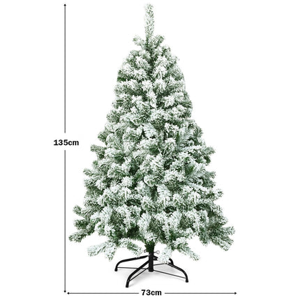 Umělý zasněžený vánoční stromek, 135 cm, PVC jehličí