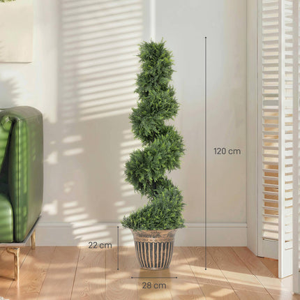 Artificial Spiral Cypress Trees Set of 2 with Pots, 120 cm, Green
